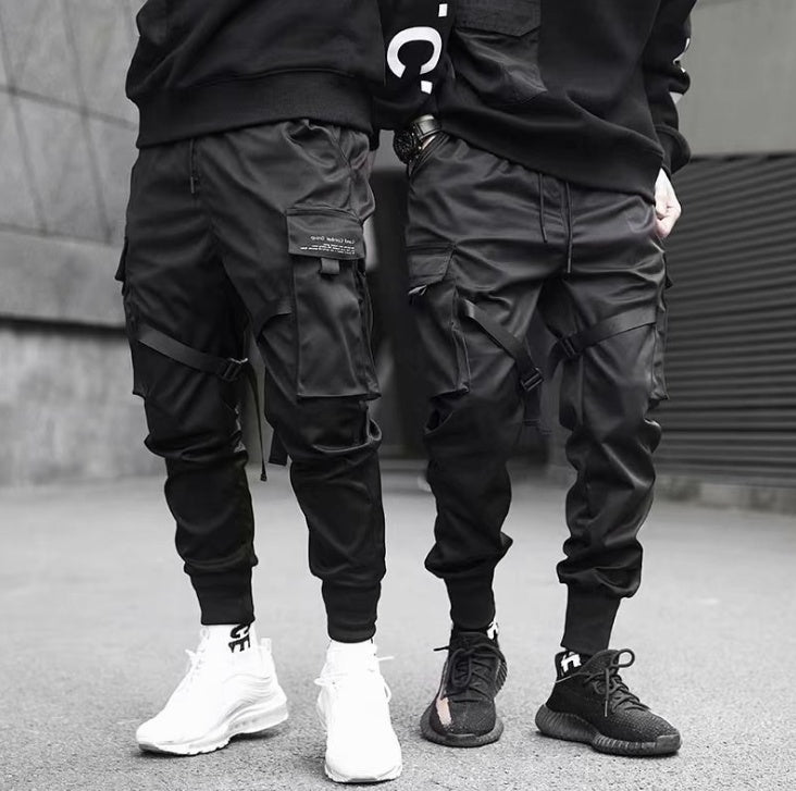 Pocket Power: Men's Ribbed Track Pants - Hip Hop Casual - Infinite Findings