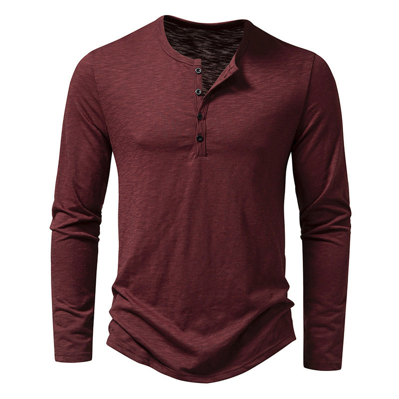 Casual Refined: Long Sleeve Henry Shirt - Modern Fit. - Infinite Findings