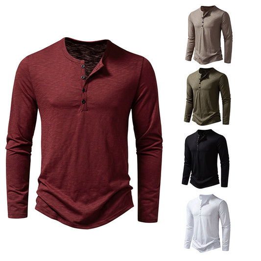 Casual Refined: Long Sleeve Henry Shirt - Modern Fit. - Infinite Findings