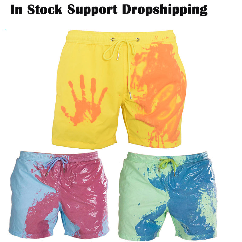 Magic Color Change: Men's Beach Shorts - Water-Activated Fun - Infinite Findings