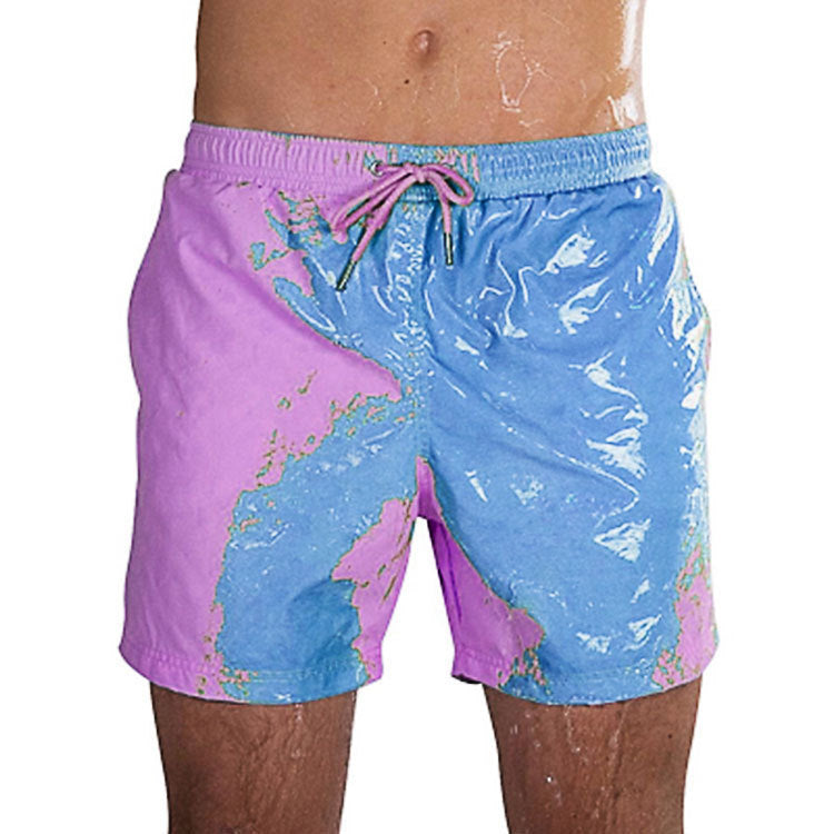 Magic Color Change: Men's Beach Shorts - Water-Activated Fun - Infinite Findings