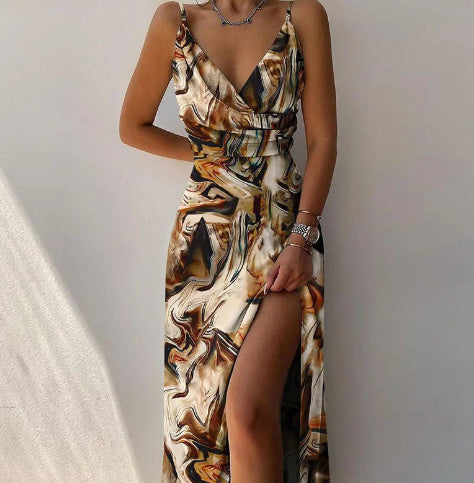 Summer Goddess: V-Neck Midi Dress - Slit & Style - Infinite Findings