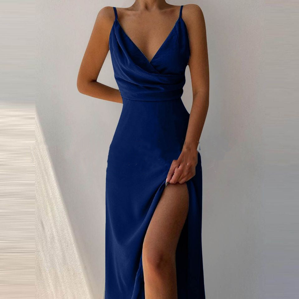 Summer Goddess: V-Neck Midi Dress - Slit & Style - Infinite Findings