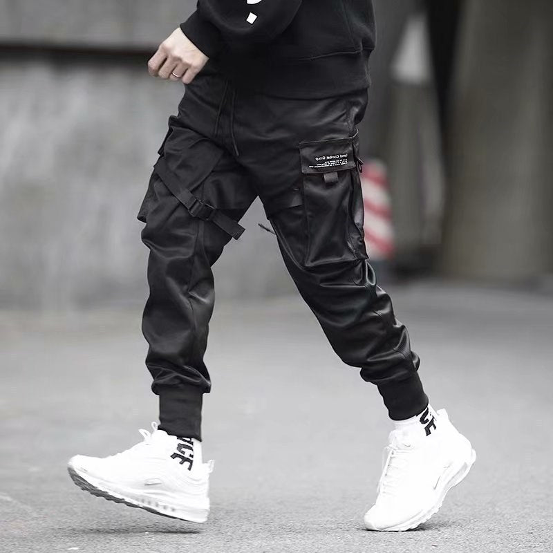Pocket Power: Men's Ribbed Track Pants - Hip Hop Casual - Infinite Findings