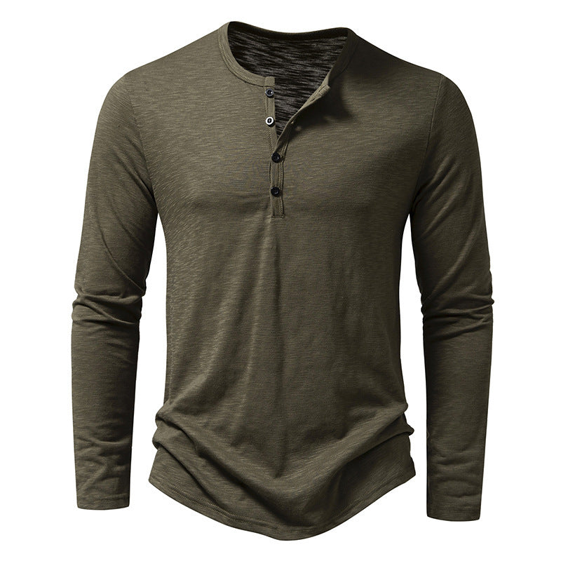 Casual Refined: Long Sleeve Henry Shirt - Modern Fit. - Infinite Findings
