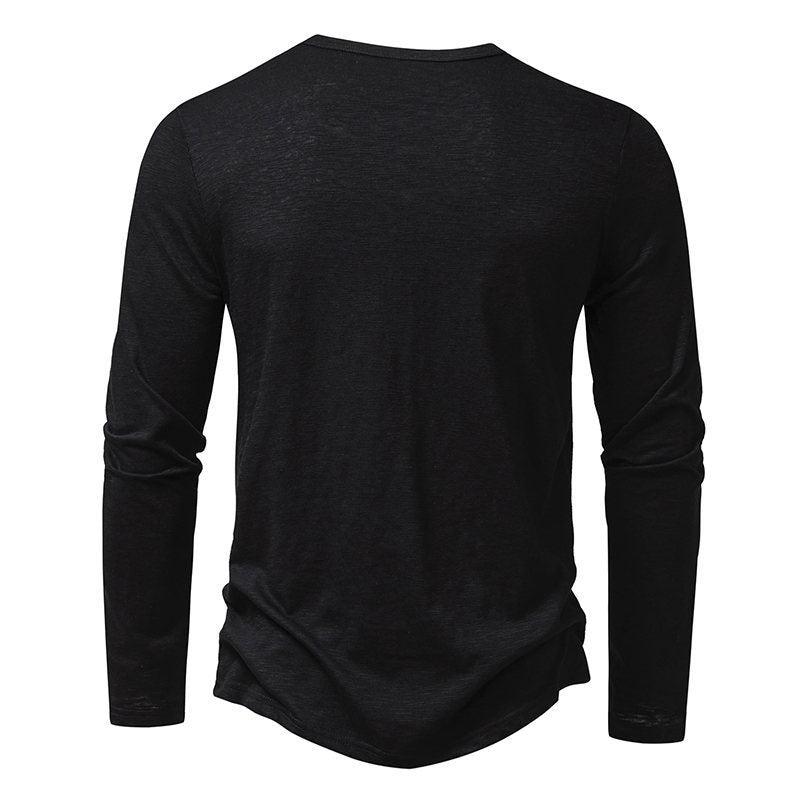 Casual Refined: Long Sleeve Henry Shirt - Modern Fit. - Infinite Findings