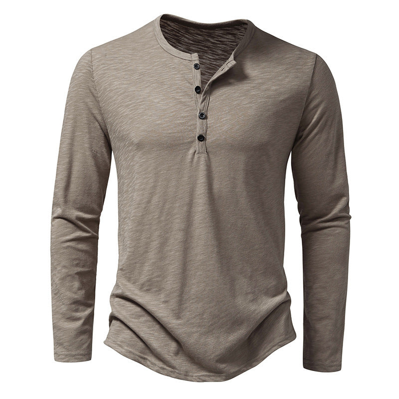 Casual Refined: Long Sleeve Henry Shirt - Modern Fit. - Infinite Findings
