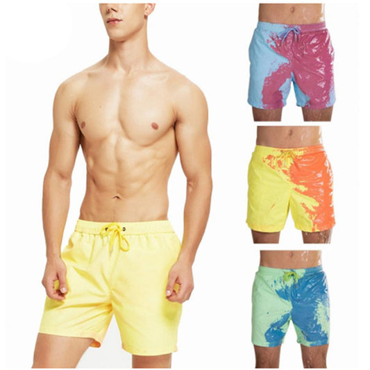 Magic Color Change: Men's Beach Shorts - Water-Activated Fun - Infinite Findings