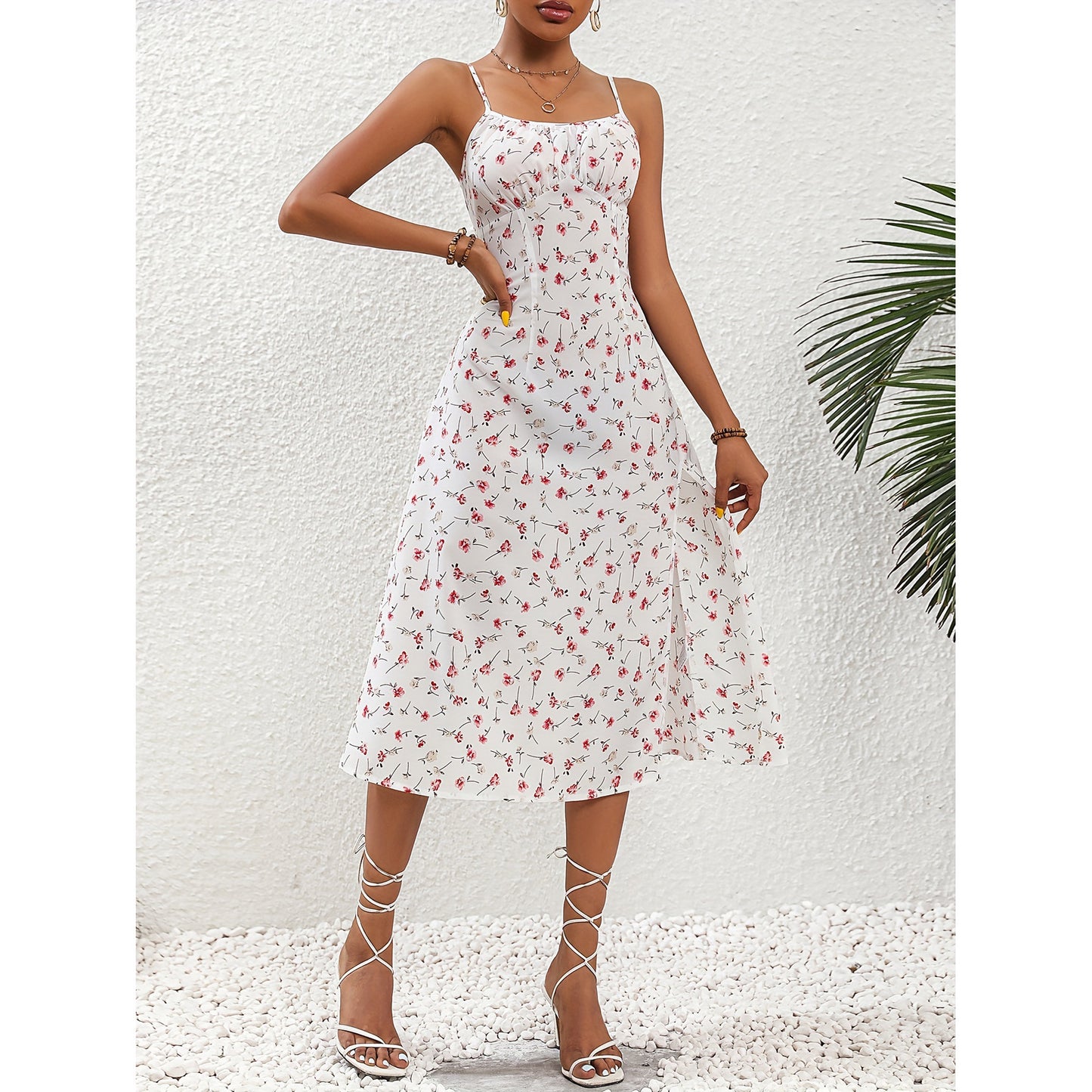 Retro Chic: Polka Dot Slit Dress - Summer Sensation - Infinite Findings