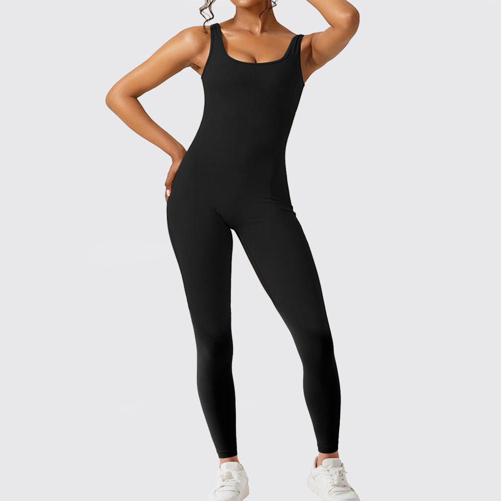 Active Elegance: Sleeveless Flare Jumpsuit - Versatile Chic - Infinite Findings