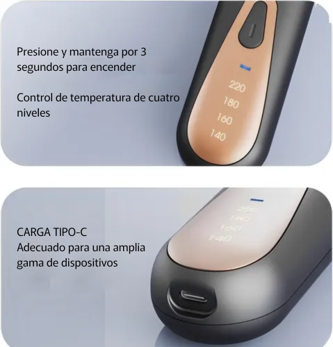 cepillo alisador de cabello portátil con batería recargable ideal para viajes