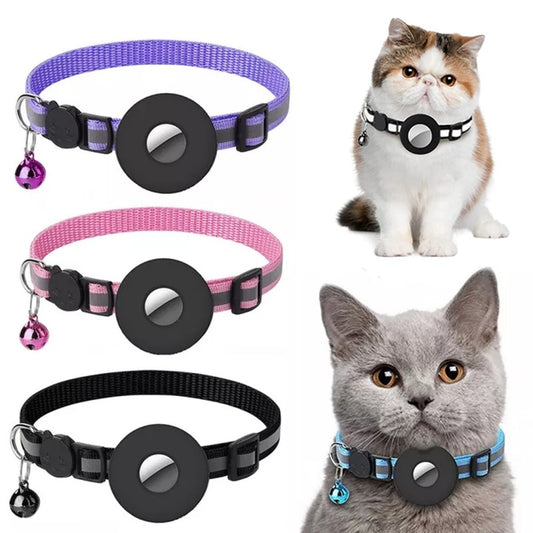 Reflective Collar Waterproof Holder Case For Airtag Air Tag Airtags Protective Cover Cat Dog Kitten Puppy Nylon Collar - Infinite Findings