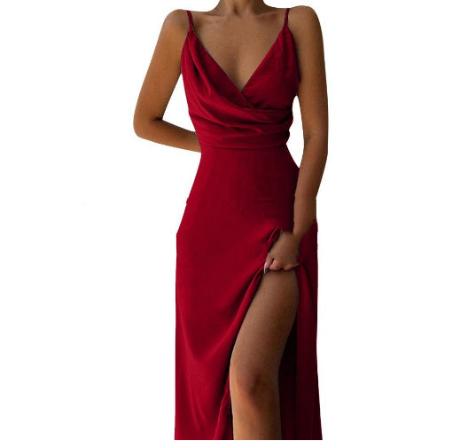 Summer Goddess: V-Neck Midi Dress - Slit & Style - Infinite Findings