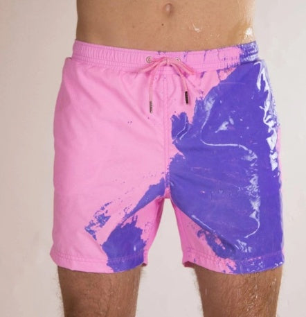 Magic Color Change: Men's Beach Shorts - Water-Activated Fun - Infinite Findings