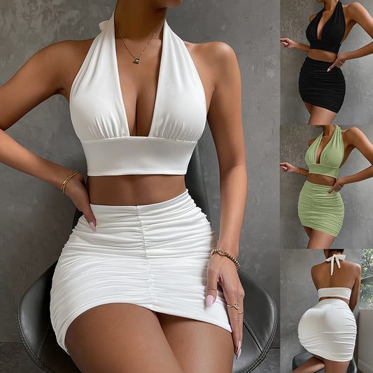 Sophisticated Halter and Skirt Two-Piece Set - Infinite Findings