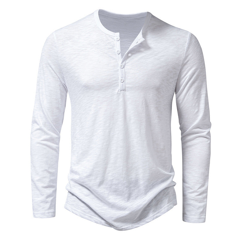 Casual Refined: Long Sleeve Henry Shirt - Modern Fit. - Infinite Findings